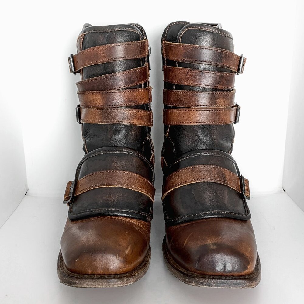 Freebird Darlin Cognac Size 11 Leather Strappy Ankle Boots Square Toe - Picture 7 of 14